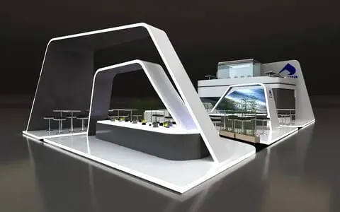 Sculptural open-plan exhibition stand design