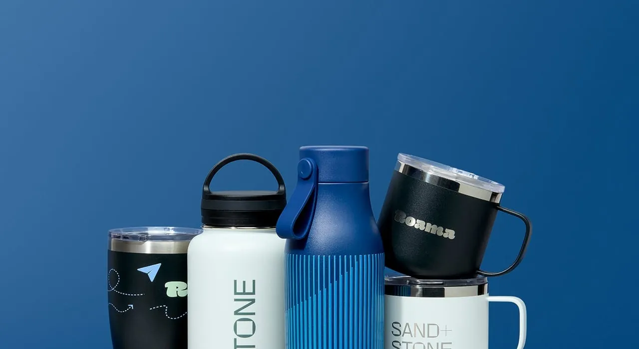 Branded reusable bottles and drinkware